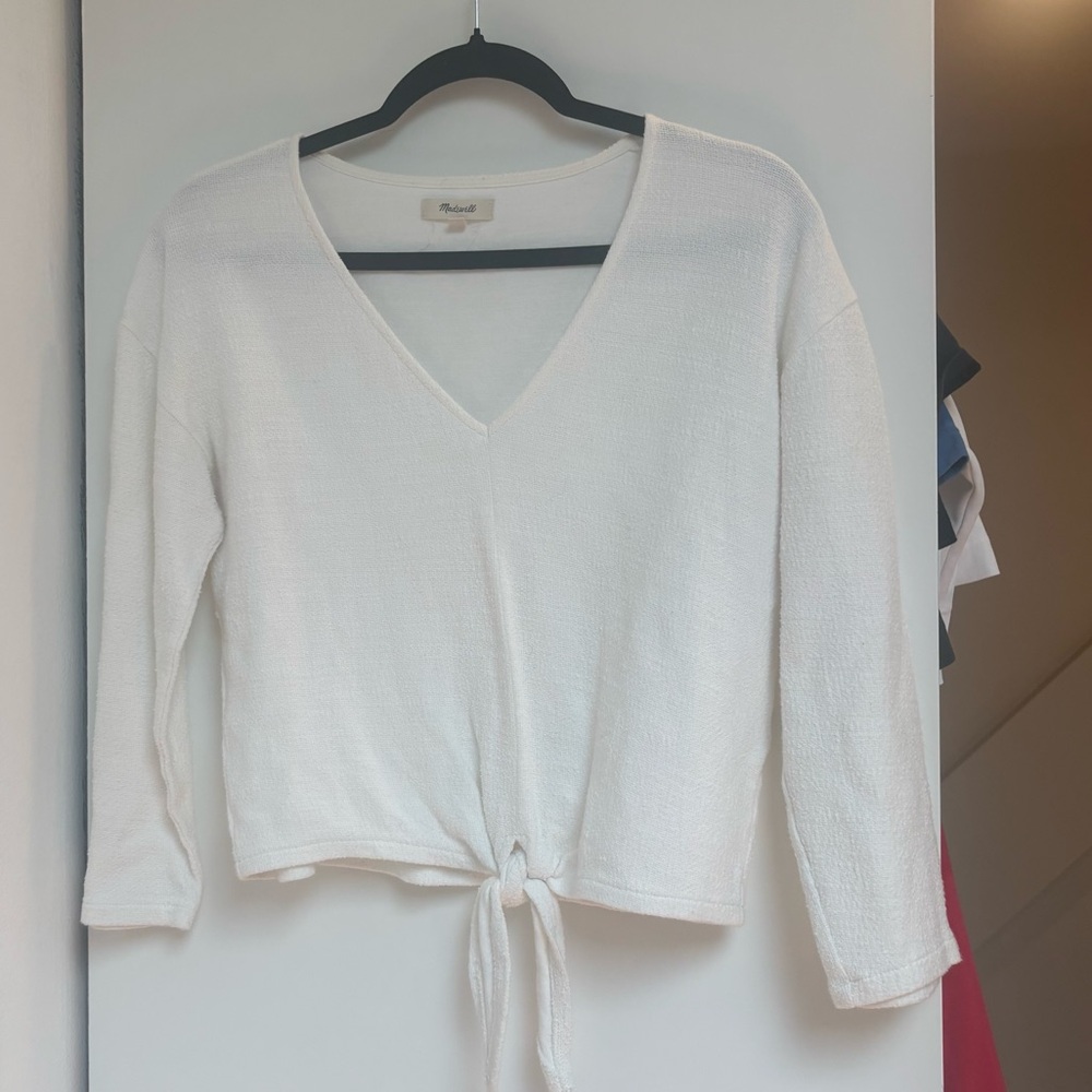Madewell White Tie-Front Blouse